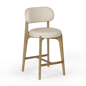 TOV Furniture Carnation Cream Vegan Leather Counter Stool – Stylish Mid-Century Design for Modern Spaces, Durable! TOV-D54576