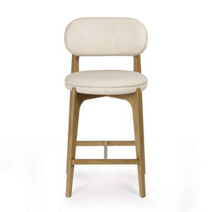 TOV Furniture Carnation Cream Vegan Leather Counter Stool – Stylish Mid-Century Design for Modern Spaces, Durable! TOV-D54576