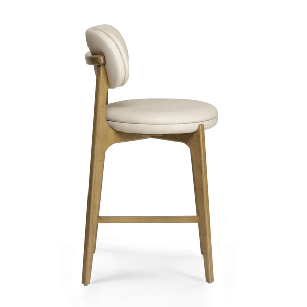 TOV Furniture Carnation Cream Vegan Leather Counter Stool – Stylish Mid-Century Design for Modern Spaces, Durable! TOV-D54576