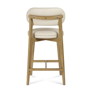 TOV Furniture Carnation Cream Vegan Leather Counter Stool – Stylish Mid-Century Design for Modern Spaces, Durable! TOV-D54576