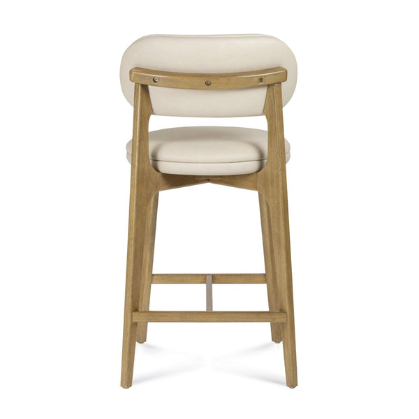 TOV Furniture Carnation Cream Vegan Leather Counter Stool – Stylish Mid-Century Design for Modern Spaces, Durable! TOV-D54576