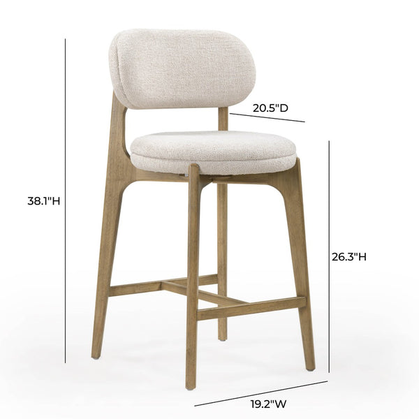 TOV Furniture Carnation Mid-Century Modern Counter Stool - Durable, Stylish, and Comfortable for Any Space Cream TOV-D54577