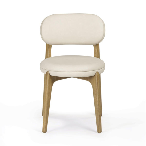 TOV Furniture Carnation Cream Vegan Leather Dining Chair - Modern Mid-Century Design, Durable & Stylish Comfort TOV-D54579