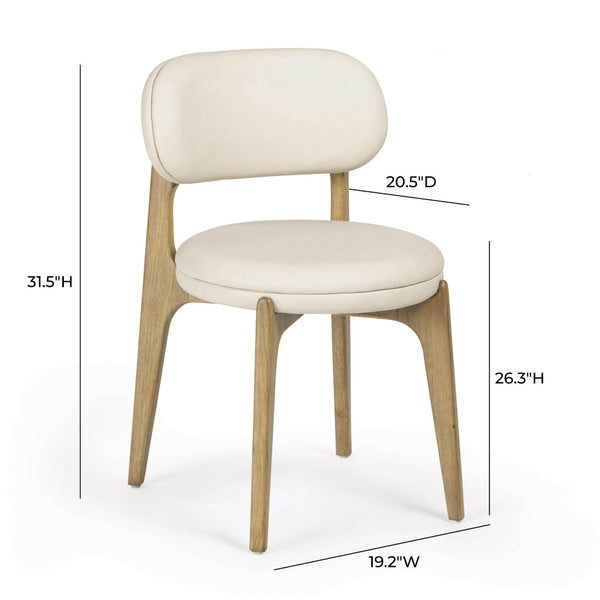 TOV Furniture Carnation Cream Vegan Leather Dining Chair - Modern Mid-Century Design, Durable & Stylish Comfort TOV-D54579