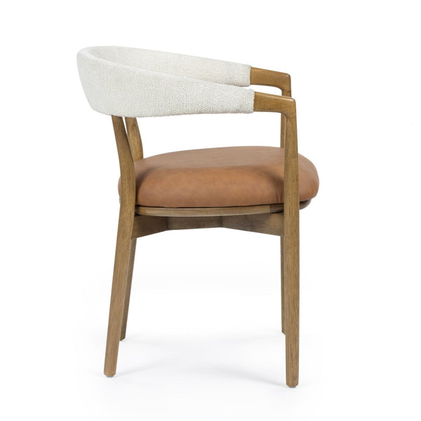 TOV Furniture Vina Vegan Leather Dining Chair with Cream Fabric Back – Elegant, Durable, and Comfortable Design TOV-D54636