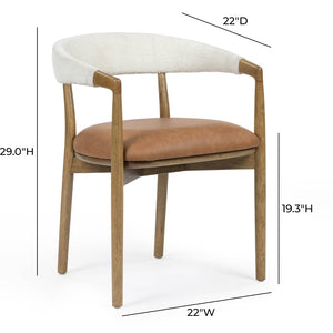 TOV Furniture Vina Vegan Leather Dining Chair with Cream Fabric Back – Elegant, Durable, and Comfortable Design TOV-D54636