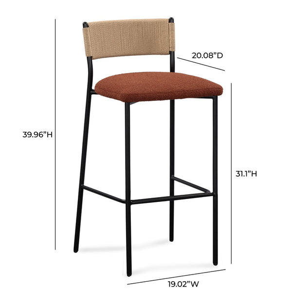 TOV Furniture Celine Performance Boucle Stool - Modern Minimalist Seating for Comfort, Durability & Style Everywhere Maroon / Bar Height TOV-D54646