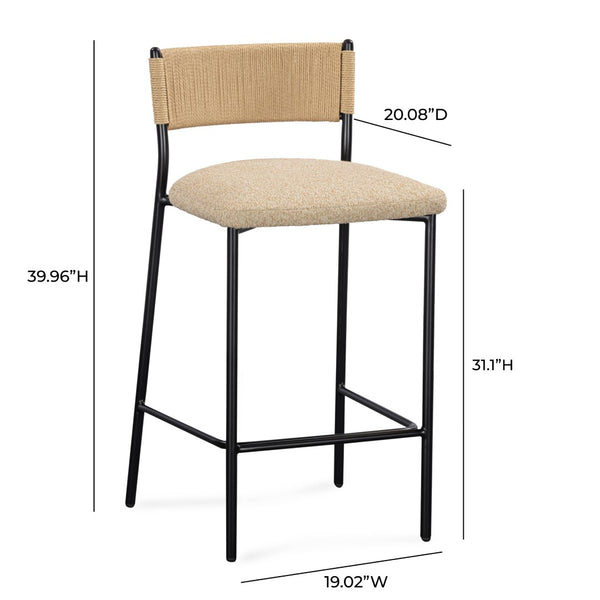 TOV Furniture Celine Performance Boucle Stool - Modern Minimalist Seating for Comfort, Durability & Style Everywhere Tan / Bar Height TOV-D54647