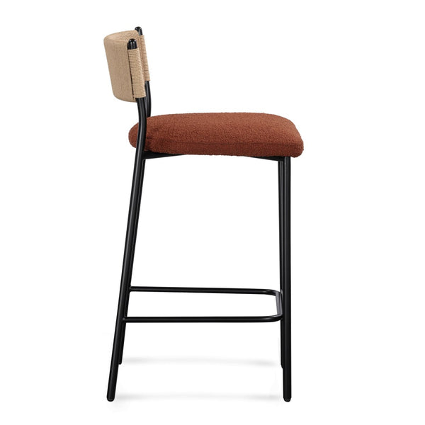 TOV Furniture Celine Performance Boucle Stool - Modern Minimalist Seating for Comfort, Durability & Style Everywhere Maroon / Counter Height TOV-D54648