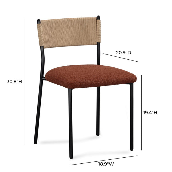 TOV Furniture Celine Performance Boucle Dining Chairs Set of 2 - Modern, Durable, and Stylish for Any Space Maroon TOV-D54650