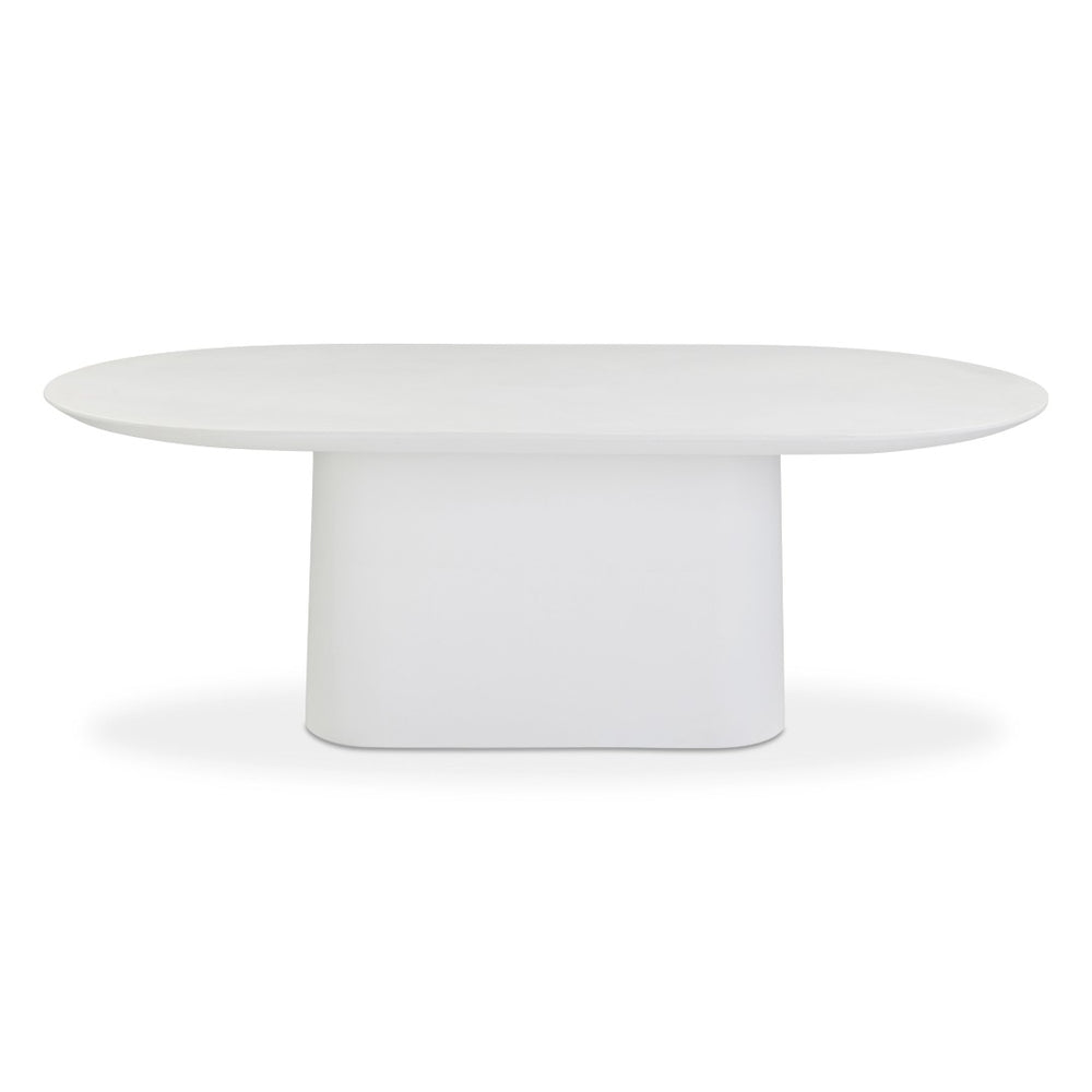 TOV Furniture Nara 84" Pure White Concrete Dining Table - Modern Minimalist Design for Indoor & Outdoor Spaces TOV-D54717
