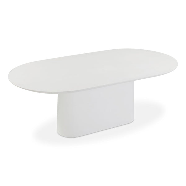 TOV Furniture Nara 84" Pure White Concrete Dining Table - Modern Minimalist Design for Indoor & Outdoor Spaces TOV-D54717