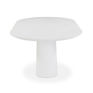 TOV Furniture Nara 84" Pure White Concrete Dining Table - Modern Minimalist Design for Indoor & Outdoor Spaces TOV-D54717
