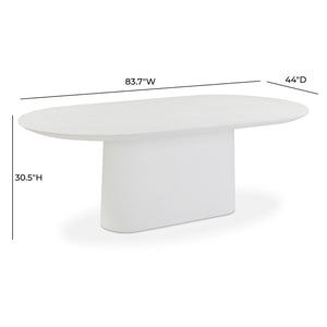TOV Furniture Nara 84" Pure White Concrete Dining Table - Modern Minimalist Design for Indoor & Outdoor Spaces TOV-D54717