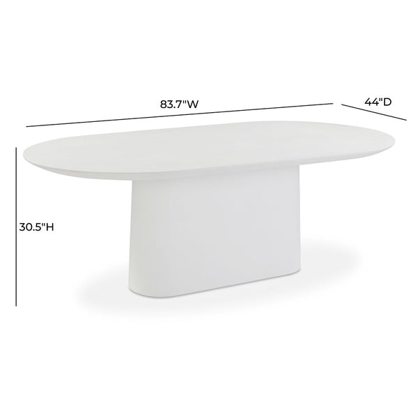 TOV Furniture Nara 84" Pure White Concrete Dining Table - Modern Minimalist Design for Indoor & Outdoor Spaces TOV-D54717