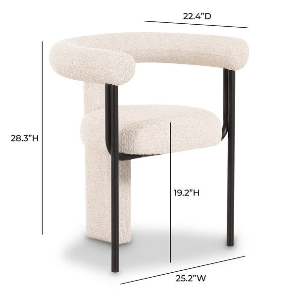 TOV Furniture Synn Performance Boucle Dining Chair - Sculptural Comfort for Modern Dining Spaces and Entertaining Cream TOV-D54736