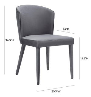 TOV Furniture Metropolitan Velvet Dining Chair - Luxurious Comfort and Modern Design for Your Elegant Dining Space Grey TOV-D55