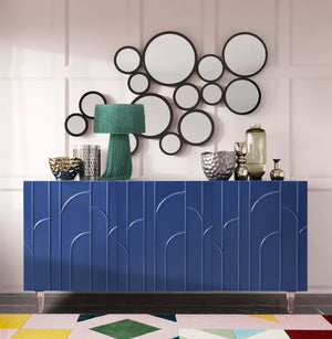 TOV Furniture Deco Lacquer Buffet - Hollywood Glam Inspired Storage Solution with Elegant Acrylic Legs and Style Blue TOV-D5515