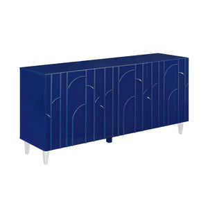TOV Furniture Deco Lacquer Buffet - Hollywood Glam Inspired Storage Solution with Elegant Acrylic Legs and Style Blue TOV-D5515