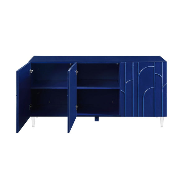 TOV Furniture Deco Lacquer Buffet - Hollywood Glam Inspired Storage Solution with Elegant Acrylic Legs and Style Blue TOV-D5515