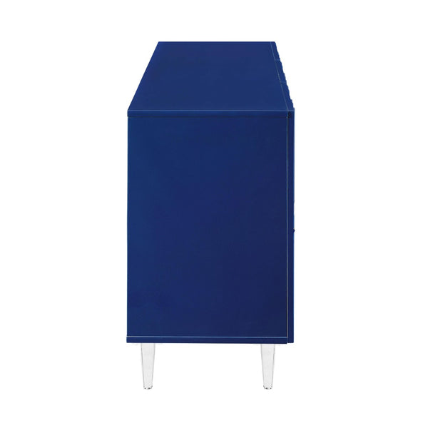 TOV Furniture Deco Lacquer Buffet - Hollywood Glam Inspired Storage Solution with Elegant Acrylic Legs and Style Blue TOV-D5515