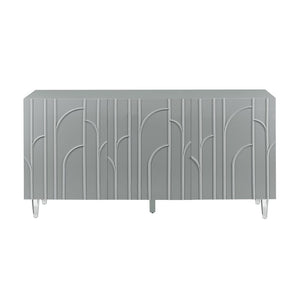 TOV Furniture Deco Lacquer Buffet - Hollywood Glam Inspired Storage Solution with Elegant Acrylic Legs and Style Grey TOV-D5516