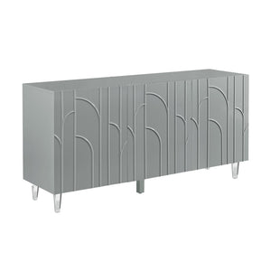 TOV Furniture Deco Lacquer Buffet - Hollywood Glam Inspired Storage Solution with Elegant Acrylic Legs and Style Grey TOV-D5516