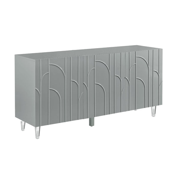 TOV Furniture Deco Lacquer Buffet - Hollywood Glam Inspired Storage Solution with Elegant Acrylic Legs and Style Grey TOV-D5516