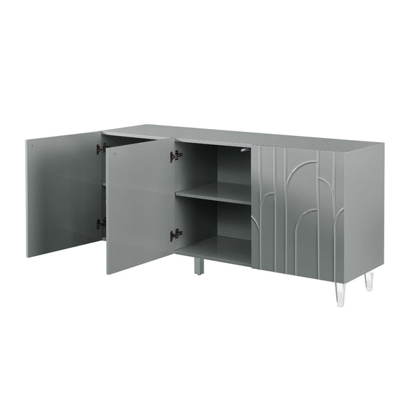 TOV Furniture Deco Lacquer Buffet - Hollywood Glam Inspired Storage Solution with Elegant Acrylic Legs and Style Grey TOV-D5516