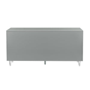 TOV Furniture Deco Lacquer Buffet - Hollywood Glam Inspired Storage Solution with Elegant Acrylic Legs and Style Grey TOV-D5516