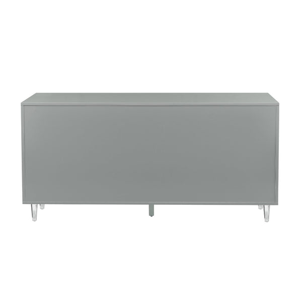 TOV Furniture Deco Lacquer Buffet - Hollywood Glam Inspired Storage Solution with Elegant Acrylic Legs and Style Grey TOV-D5516