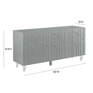 TOV Furniture Deco Lacquer Buffet - Hollywood Glam Inspired Storage Solution with Elegant Acrylic Legs and Style Grey TOV-D5516