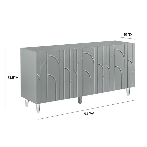 TOV Furniture Deco Lacquer Buffet - Hollywood Glam Inspired Storage Solution with Elegant Acrylic Legs and Style Grey TOV-D5516