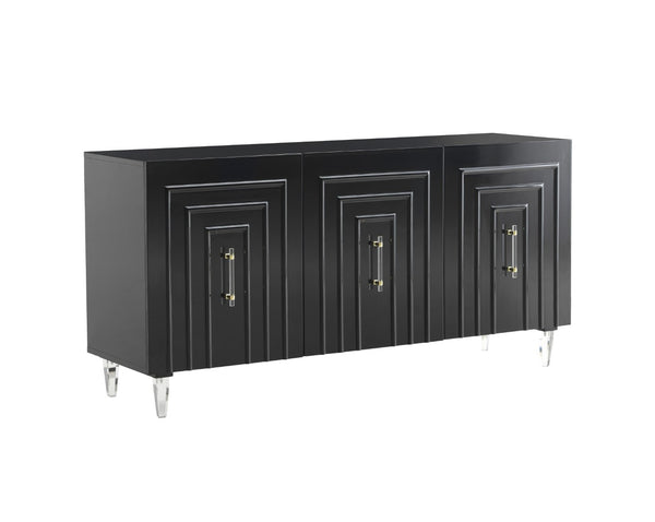 TOV Furniture Famke Lacquer Buffet - Modern Handcrafted Storage Solution with Soft-Close Doors & Adjustable Shelves Black TOV-D5517