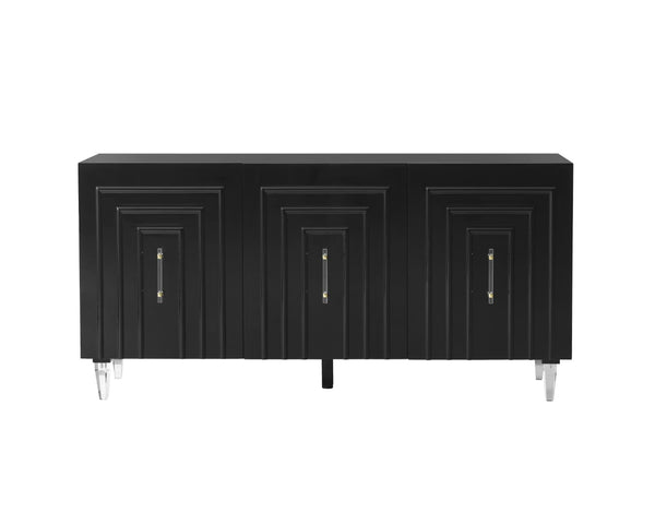 TOV Furniture Famke Lacquer Buffet - Modern Handcrafted Storage Solution with Soft-Close Doors & Adjustable Shelves Black TOV-D5517