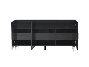 TOV Furniture Famke Lacquer Buffet - Modern Handcrafted Storage Solution with Soft-Close Doors & Adjustable Shelves Black TOV-D5517