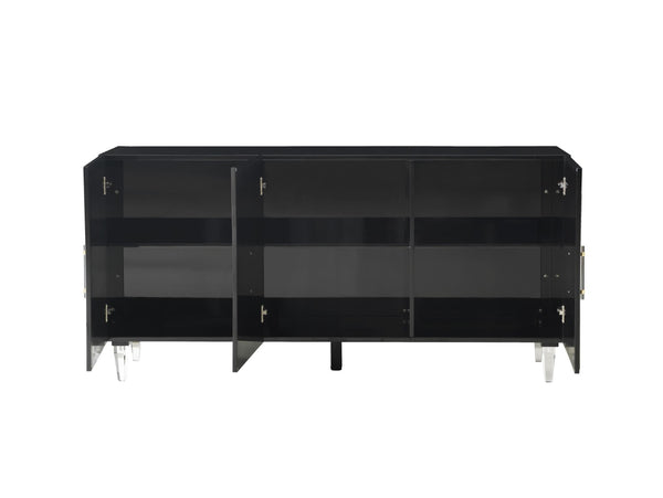 TOV Furniture Famke Lacquer Buffet - Modern Handcrafted Storage Solution with Soft-Close Doors & Adjustable Shelves Black TOV-D5517