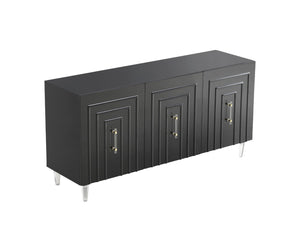 TOV Furniture Famke Lacquer Buffet - Modern Handcrafted Storage Solution with Soft-Close Doors & Adjustable Shelves Black TOV-D5517