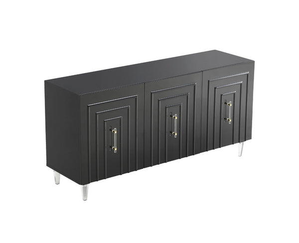 TOV Furniture Famke Lacquer Buffet - Modern Handcrafted Storage Solution with Soft-Close Doors & Adjustable Shelves Black TOV-D5517