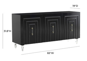 TOV Furniture Famke Lacquer Buffet - Modern Handcrafted Storage Solution with Soft-Close Doors & Adjustable Shelves Black TOV-D5517