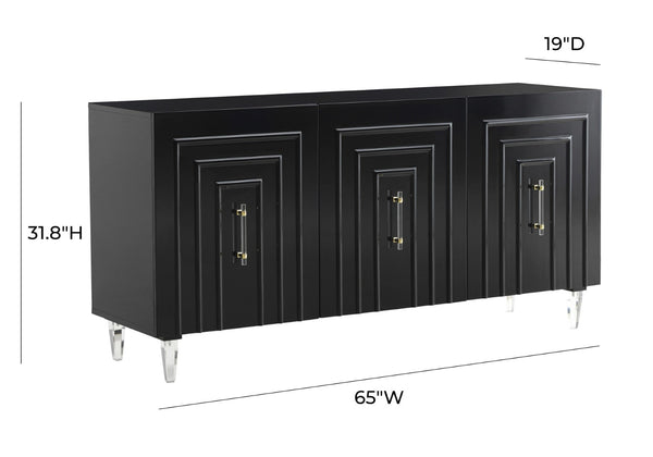 TOV Furniture Famke Lacquer Buffet - Modern Handcrafted Storage Solution with Soft-Close Doors & Adjustable Shelves Black TOV-D5517
