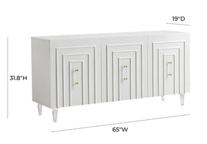 TOV Furniture Famke Lacquer Buffet - Modern Handcrafted Storage Solution with Soft-Close Doors & Adjustable Shelves White TOV-D5518