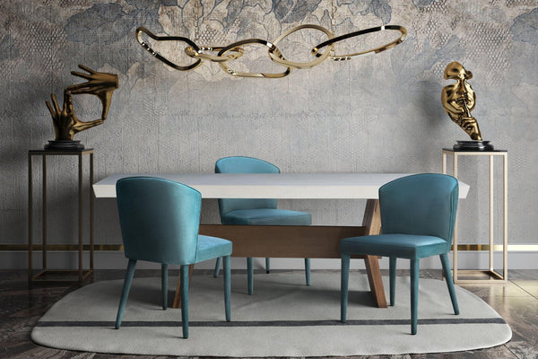 TOV Furniture Metropolitan Velvet Dining Chair - Luxurious Comfort and Modern Design for Your Elegant Dining Space Sea Blue TOV-D57