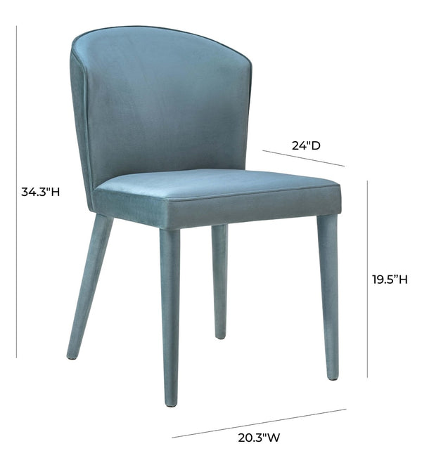 TOV Furniture Metropolitan Velvet Dining Chair - Luxurious Comfort and Modern Design for Your Elegant Dining Space Sea Blue TOV-D57