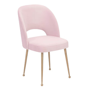 TOV Furniture Swell Velvet Dining Chair - Luxurious Mid-Century Modern Design with Gold Legs for Elegant Dining Spaces Blush TOV-D61