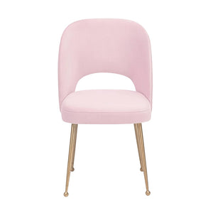 TOV Furniture Swell Velvet Dining Chair - Luxurious Mid-Century Modern Design with Gold Legs for Elegant Dining Spaces Blush TOV-D61