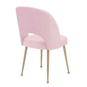 TOV Furniture Swell Velvet Dining Chair - Luxurious Mid-Century Modern Design with Gold Legs for Elegant Dining Spaces Blush TOV-D61