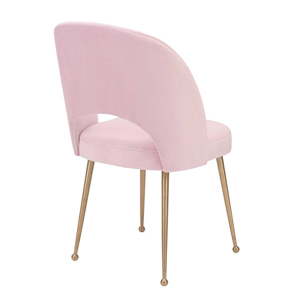 TOV Furniture Swell Velvet Dining Chair - Luxurious Mid-Century Modern Design with Gold Legs for Elegant Dining Spaces Blush TOV-D61