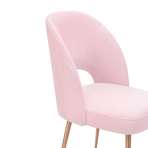 TOV Furniture Swell Velvet Dining Chair - Luxurious Mid-Century Modern Design with Gold Legs for Elegant Dining Spaces Blush TOV-D61