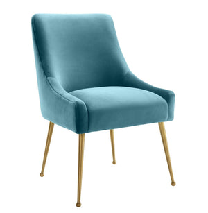TOV Furniture Beatrix Velvet Side Chair - Chic Comfort with Gold Accents for Dining Rooms, Living Spaces & More Sea Blue TOV-D6168